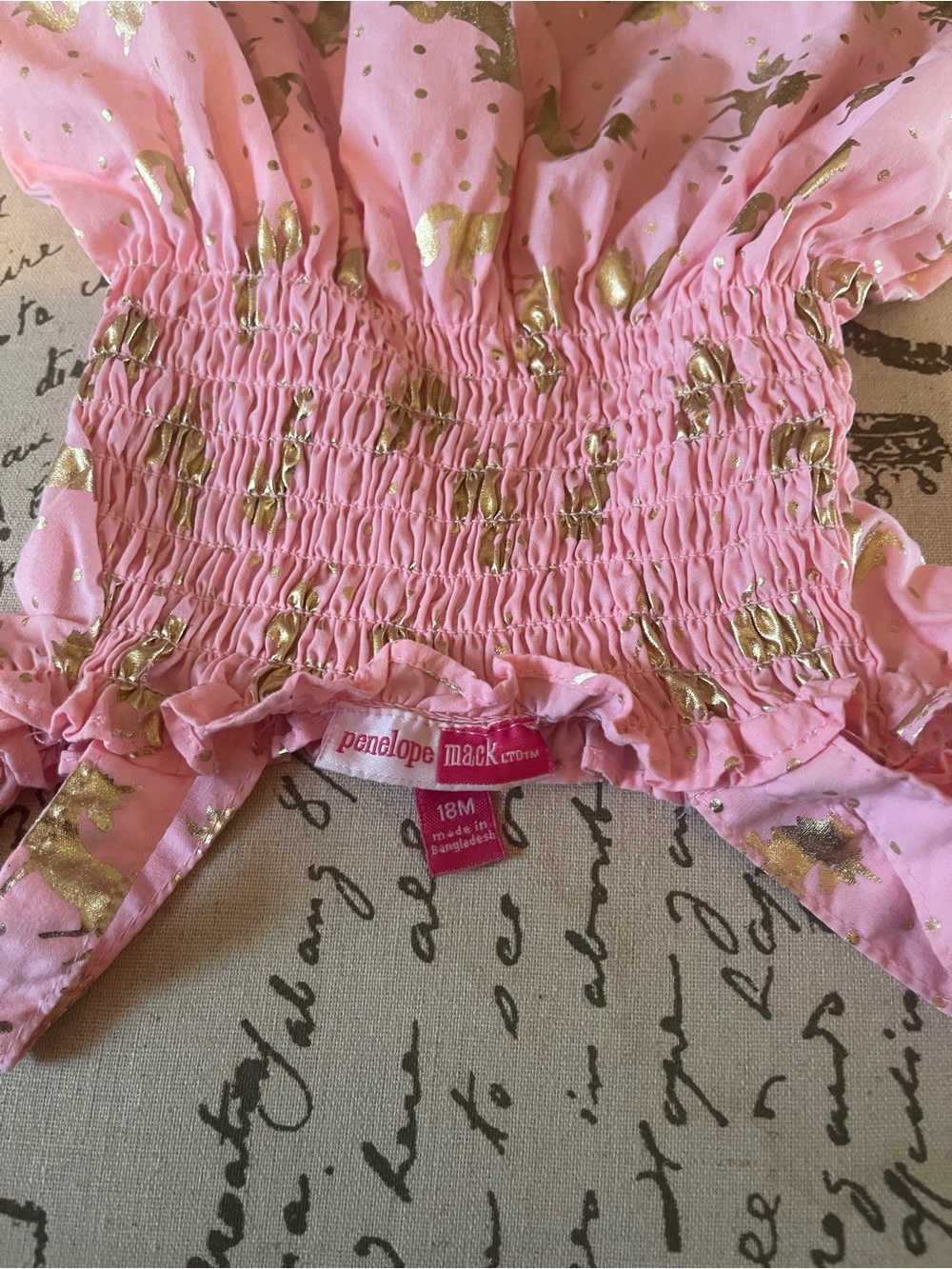 Penelope Mack Pink Top with Gold Foil Animal Print